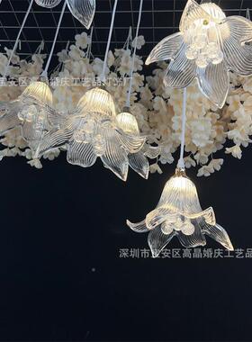 商婚礼1头亚克力透明饰百合花朵吊灯场橱窗装吊饰婚庆布FON置道0