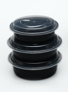 Y40/700/00圆形美式一性餐盒987塑料5黑色凸盖打包碗加厚外卖饭9