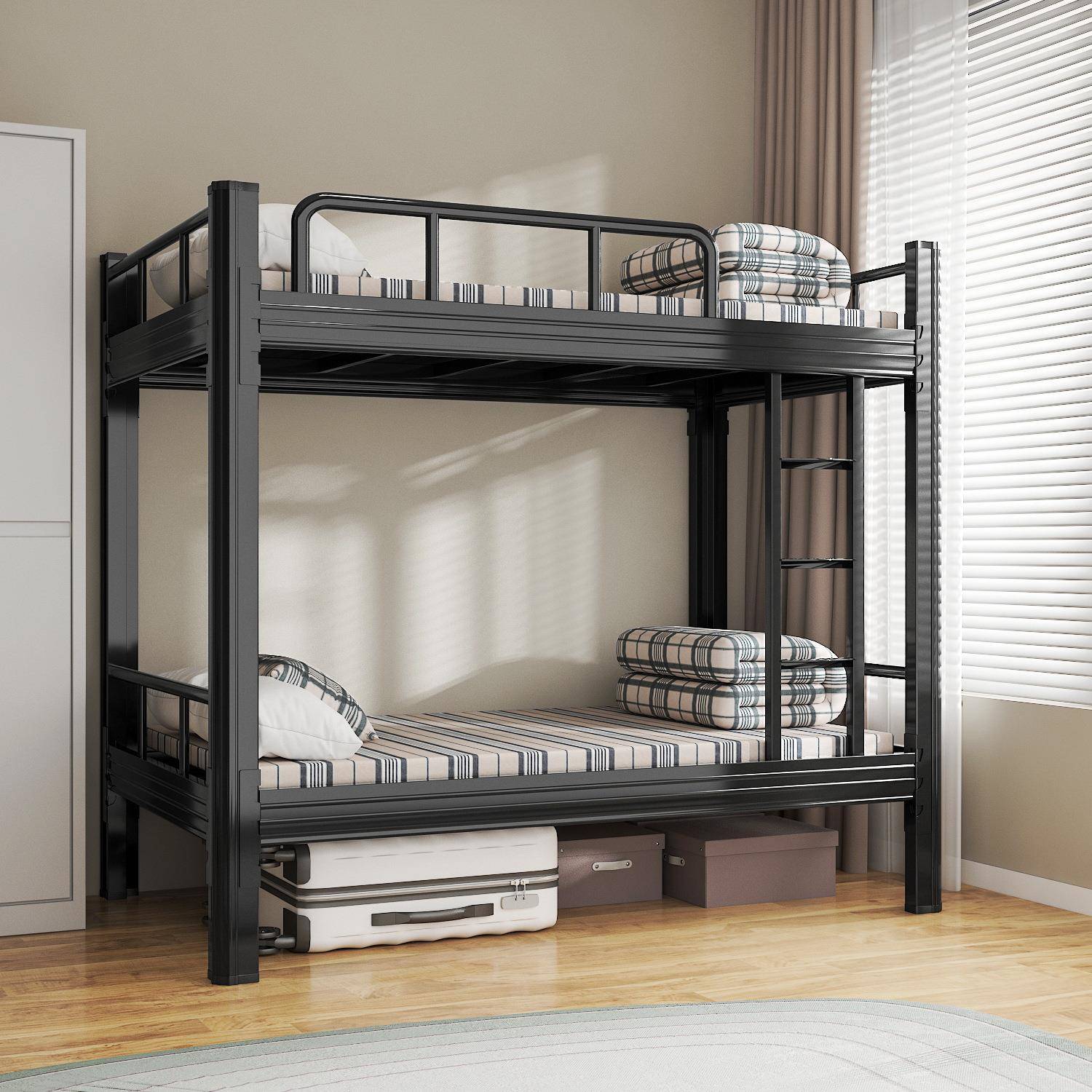 工厂工地上下铺双层铁架铁艺床宿舍学校学生双人床加厚高低高架床