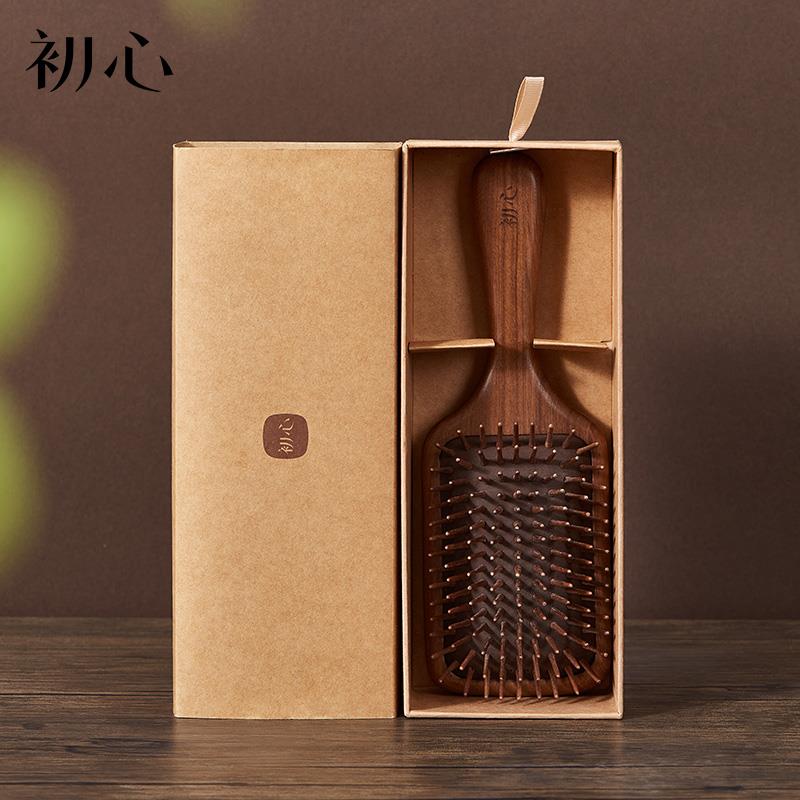 初80158W心木质胡桃囊木气头皮按摩经络梳家用大女专士用气垫板梳