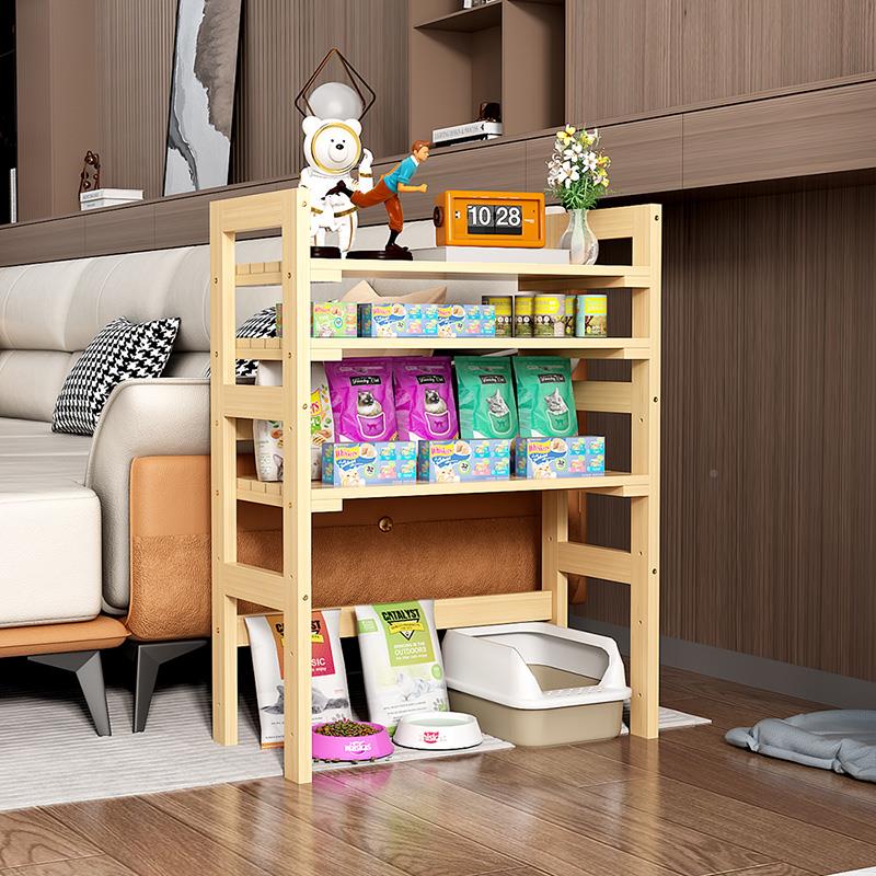 实置宠物架堂猫咪食猫砂盆上方零食架多层物用品狗粮忆萌木落地收