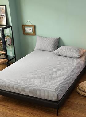 竺棉床笠单件纯全针97863626棉织棉防床单滑1.2条纹纯色1.35 1.天