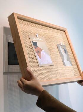 电玄箱装饰画 配画免孔关墙上电表箱遮挡盒樱桃OJZ实打木原木风竖