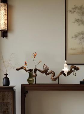 新中式禅客意摆实木GL018枯藤根雕茶室厅玄关民宿电视柜侘寂件装