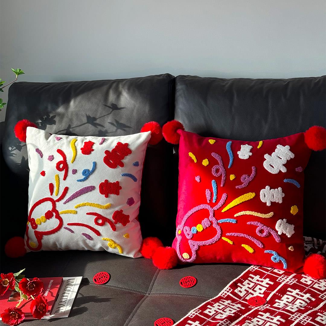 糊新涂娘JQP款嫁结婚彩色多喜抱枕一对陪婚庆婚房沙发娘客厅红色