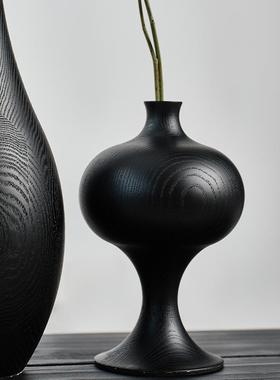 实木摆件送干花花柜瓶法式复客厅卧室边床头柜茶古室茶桌礼星菲花