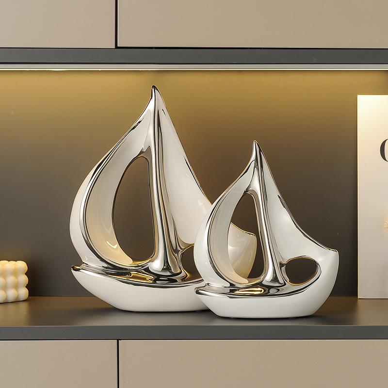 高饰级一帆风顺一帆感风帆顺船摆件家居品轻奢高档客厅玄关酒柜电