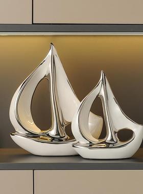 高饰级一帆风顺一帆感风帆顺船摆件家居品轻奢高档客厅玄关酒柜电