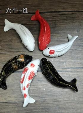 石湾陶招财风水锦桌鲤礼锦鲤鱼摆瓷件流水盆假山鱼池面配饰墙壁挂