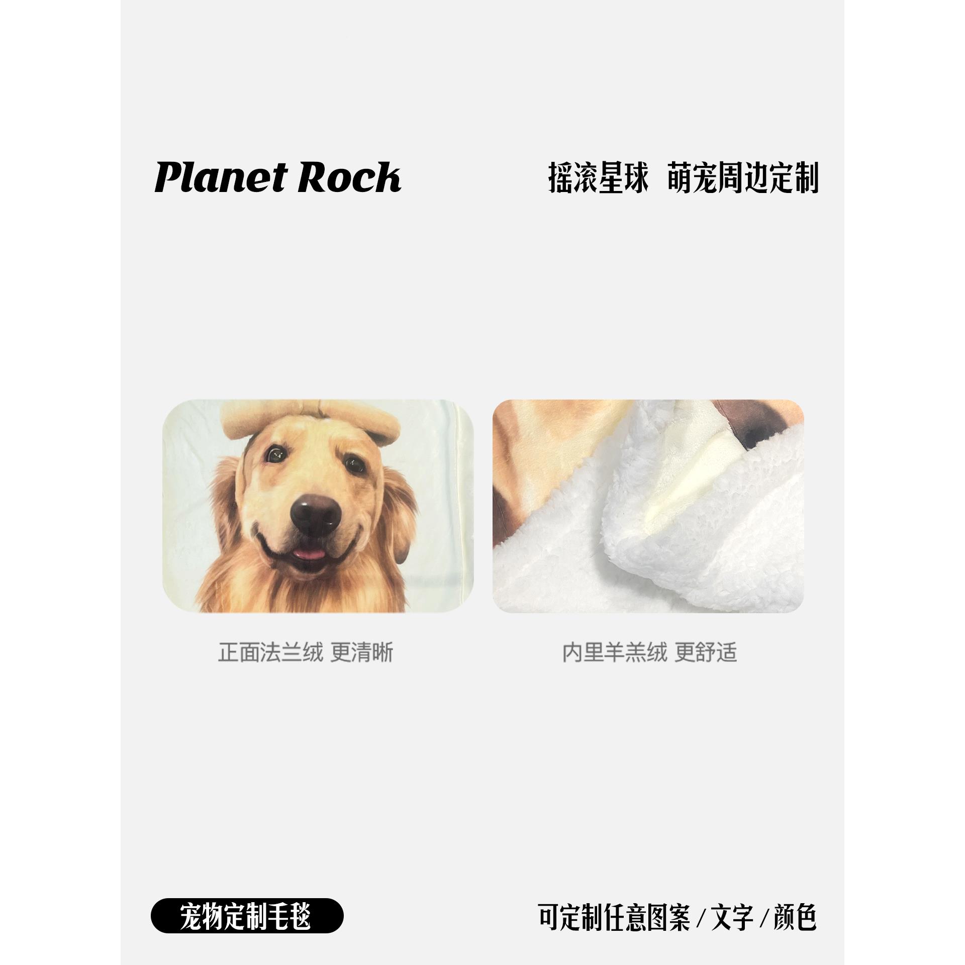 摇滚柔星球法私宠物定制插画XLI头像羊羔绒兰双层软毛毯被子猫猫