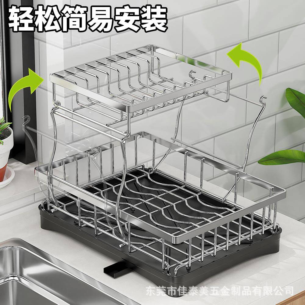 304不锈钢碗碟叉架双层简易水槽旁碟刀沥架家水用厨房碗碟碗餐具