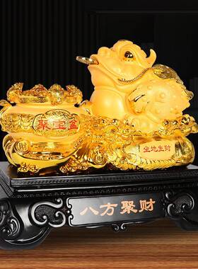 树脂工摆件金聚宝盆招财客厅yl-jbzc办艺公室蟾摆设新居司开业乔