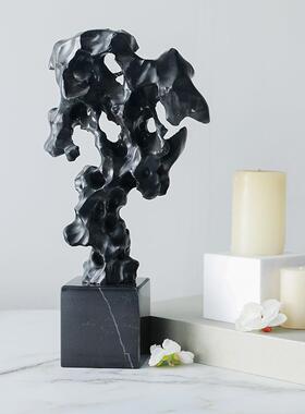 新式太湖石假电山山雕塑摆件抽象假禅意12-21-4装饰品别墅视中柜