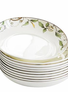 盘子菜盘家用套饭装陶瓷碟子8英寸瓷盘唐山VLS骨盘盘餐具餐深盘宝