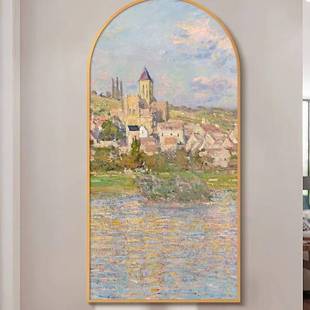 VNW风廊景油 饰画轻竖拱形挂画走过道莫奈版 现代法式 入户玄关奢装