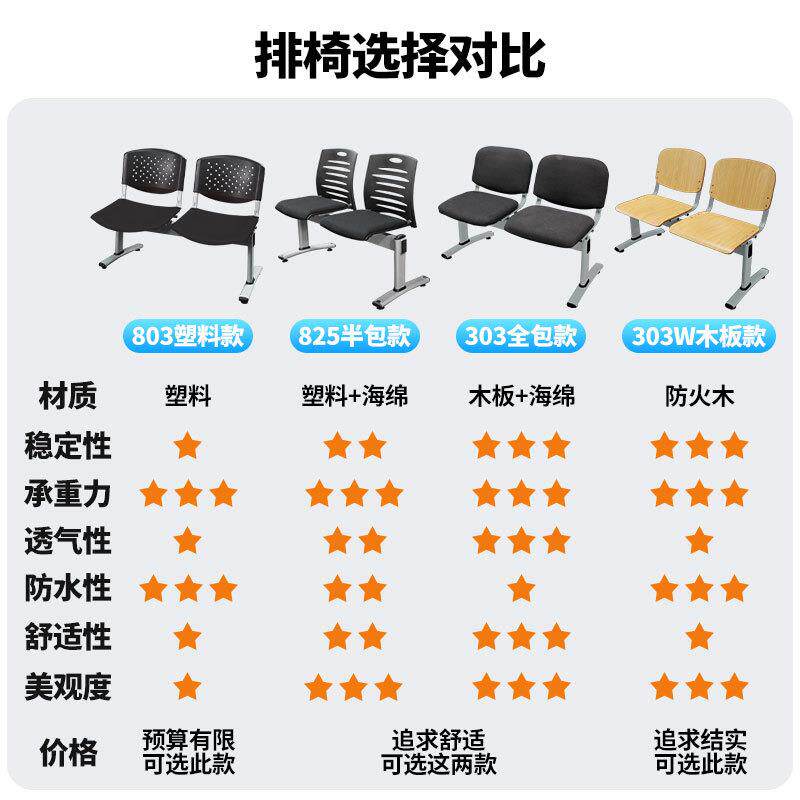 塑料子排三人位连排议椅公椅共场所椅休排椅系列息椅会长椅子办公