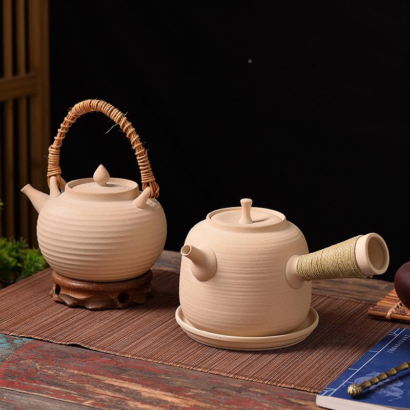 创原耐热烧水矿壶紫砂烧温水壶家用手把壶提梁意耐高户外白泥围炉