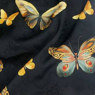 新花萝提花红云纱旗袍新式面料中中国风仿真款-丝缎汉面服布料