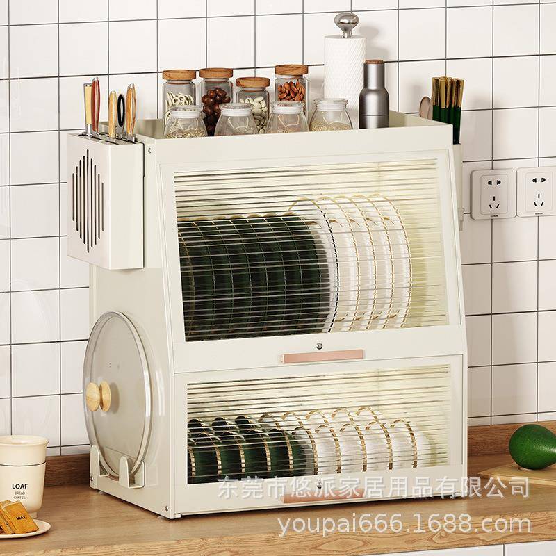 厨房碗碟收纳架小型家放碗柜盒20水22新款简易碗筷防尘沥用台WDJ-