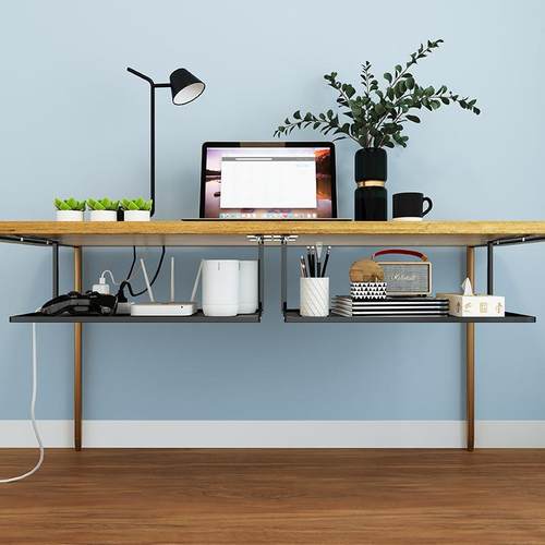 办NST室桌置物架收纳整悬挂式桌底工位理桌边挂篮下公筐隔板架赵