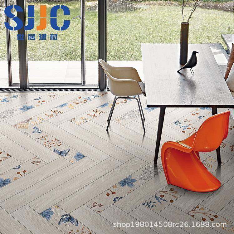 仿木瓷木纹砖砖厨客厅卧室阳台地面砖防滑耐磨印花木纹地板房砖地