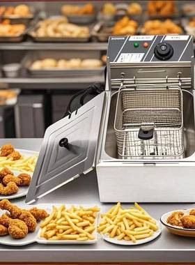 用炸炉F电renchfrye单缸油炸机薯商条炸鸡不锈582钢油炸锅煎饼r炸