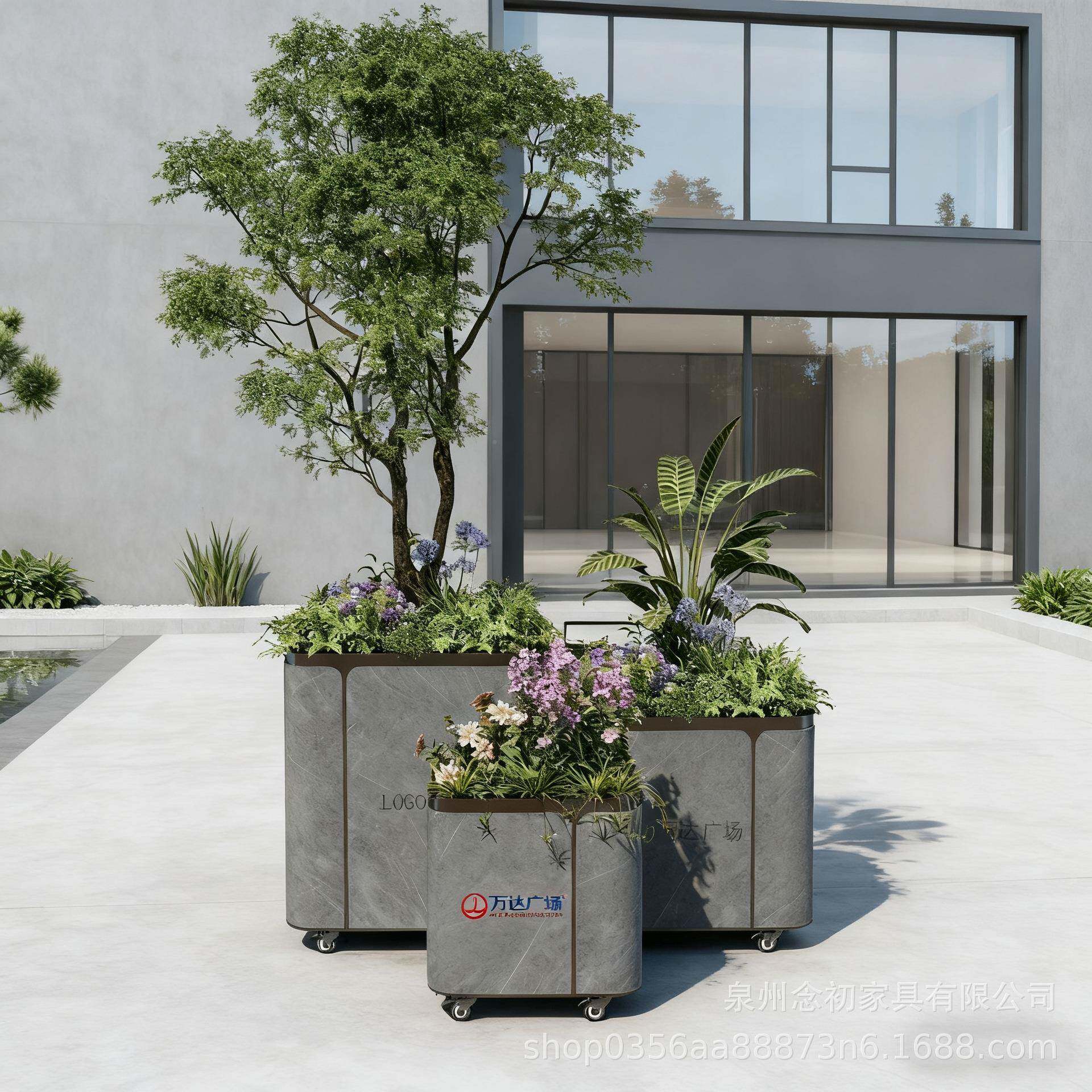 不锈钢石Fopqyoti漆植花箱小池市政街道区别树墅庭院广场绿化移动