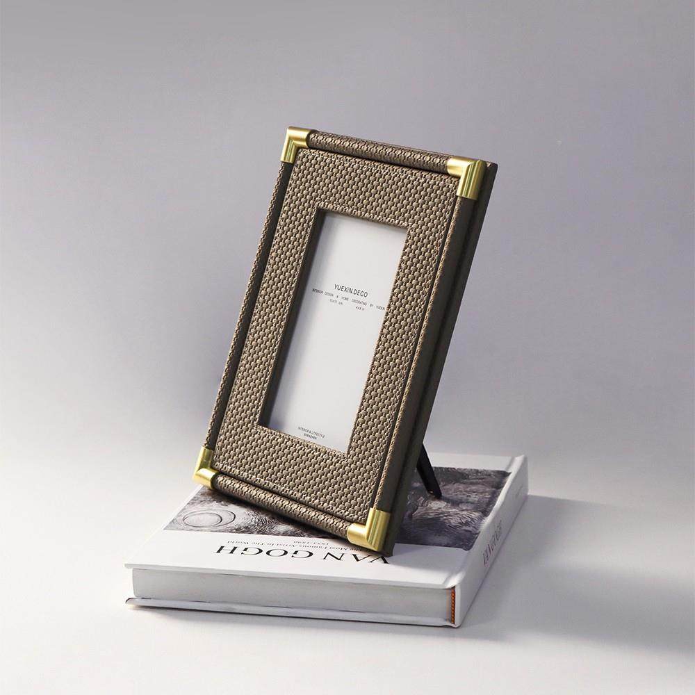 现面代板轻奢编织纹样皮质相框摆件房卧室床头柜桌家居相框饰品陈,家居饰品,DIY亲子装饰画,淘宝优惠券,粉丝福利购,淘宝优惠卷