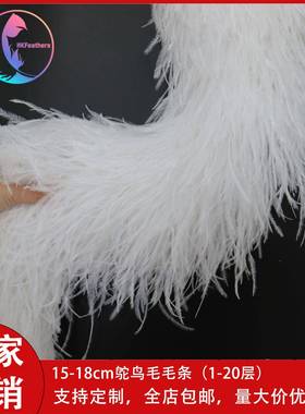 15-1鸵8m款长加厚鸟毛条服装白色羽毛条c辅料装饰多层ZZE鸵鸟毛毛