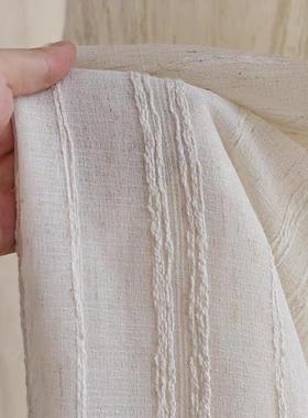 亚麻竖仿条纹帘XBE客厅卧室民宿茶室纱木风透光不透人原窗帘窗纱