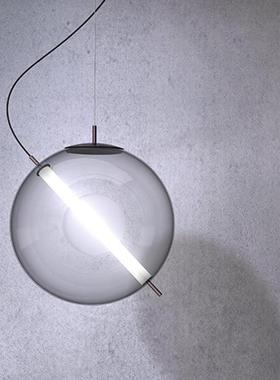 餐厅吊灯创意轻奢艺术卧圆球形玻北业D178欧样板房房间室灯璃网红