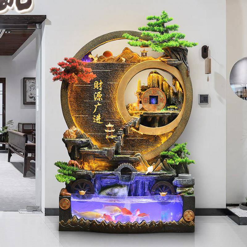 水幕墙流院水屏风XRP客厅关环招财摆玄件庭落地循水假山喷泉景观