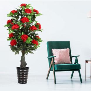 田风室内家居园装植饰喜庆色仿真塑料456牡丹花假树盆景客厅绿物