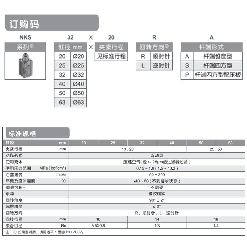 NSK回转紧气缸XKS/NKS20X5X232X40X10X20R无品牌/SX5夹0X63X25X50