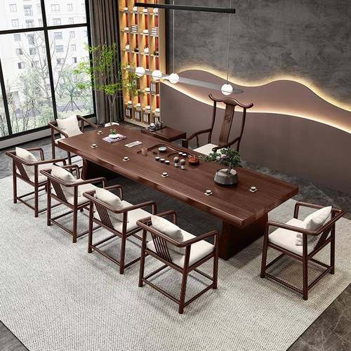 新中式实木茶桌古典韵味办公室实木茶桌茶艺室泡茶桌椅组合