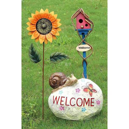 户外花园花插铁艺庭院别墅院子阳台小院风车旋转装饰造景布置摆件