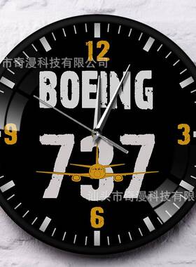 金属外壳挂钟波音737飞机意寓墙钟家居装饰BOEING737时尚时钟