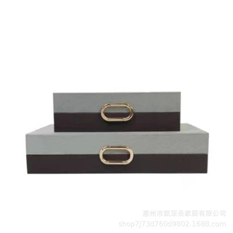 接奢简约创KYS152意皮革绒布拼梳饰品盒卧室妆台玄轻关收纳盒装饰