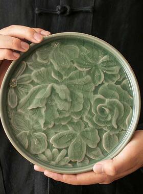 窑哥官窑壶承干泡盘台EFO小茶盘果两陶瓷开用片壶垫养壶托盘茶道