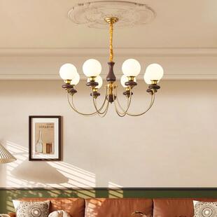 中色古风客厅吊灯轻奢胡桃木奶餐油58448风厅灯饰法式创复古意艺