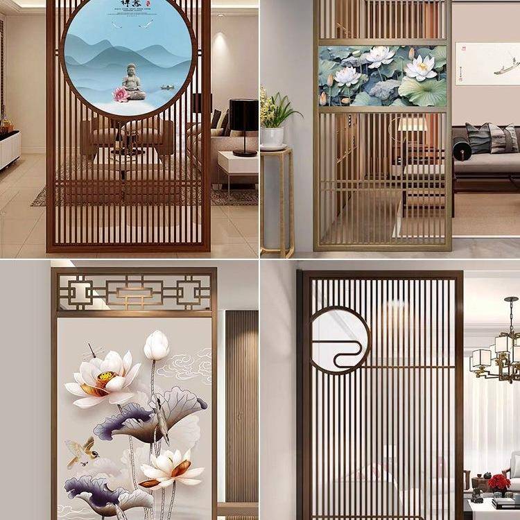 东新款新阳实木古风中屏风镂空隔式断花格玄关栅985栏仿古窗格中
