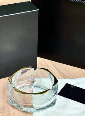 万家水晶玻璃烟灰缸全家套包装直径12cm7c用高办公室111m桌面烟灰