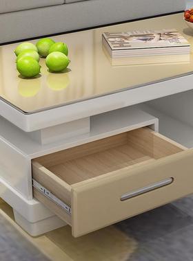 现代简约钢琴烤型LEU漆茶几桌化玻璃面家用客小户厅茶几电视柜组