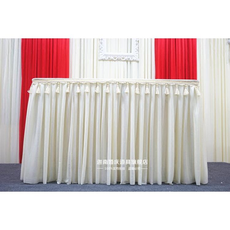 婚庆新款长桌布27687婚礼布置到台桌套裙高签档三倍森围系折桌布