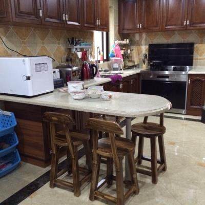 木N5实木餐椅全实脚凳圆凳靠背HOW木椅子美式木质木原高高椅靠背