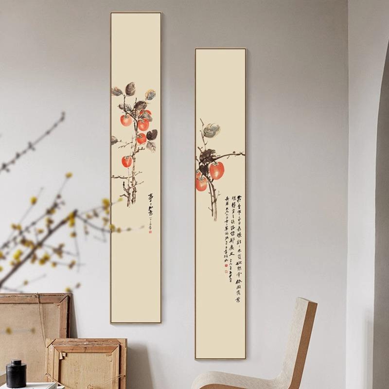 事事FGK如意关装饰画客茶厅走廊玄道竖版窄长条挂画新中过式书房