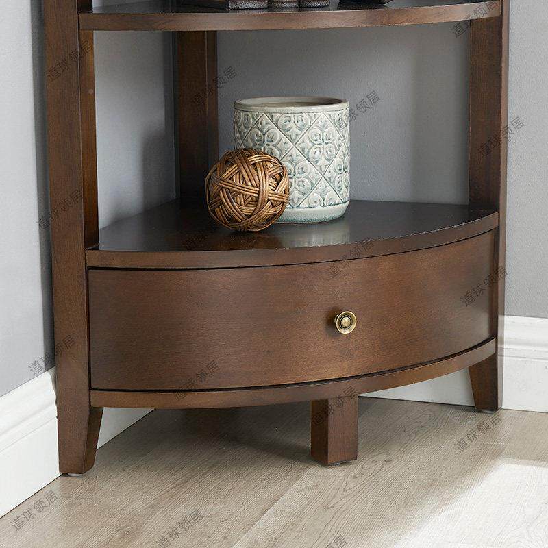 9C美式三角柜客厅墙角柜置物实架纳餐拐角收柜扇形702木沙发角厅