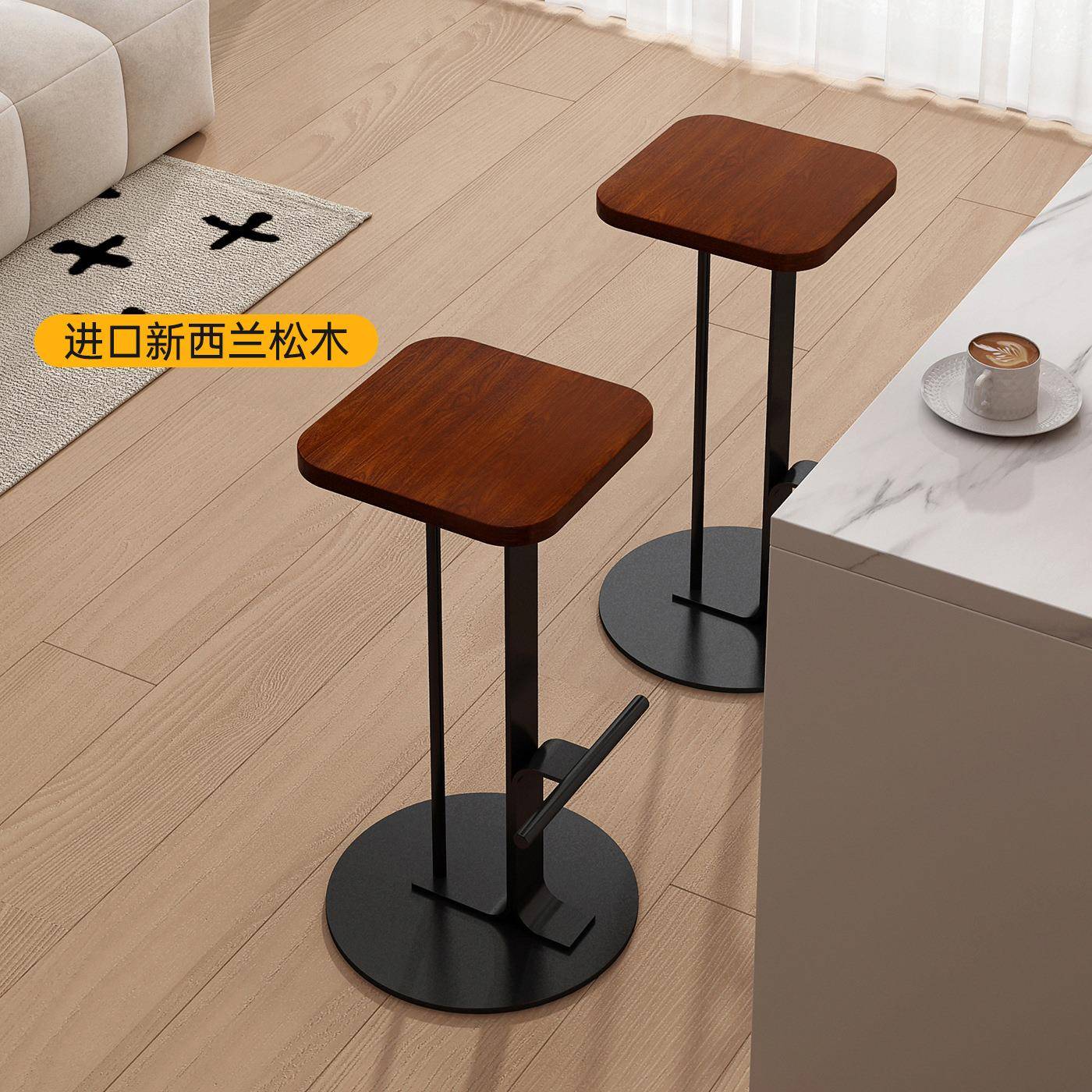 极简吧台家无品牌/用高凳铁艺岛吧台脚凳实木酒吧高椅椅子设计师