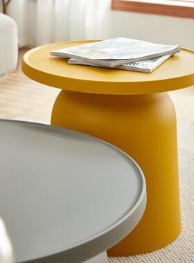 网红家用塑料茶几几组合小户型阳厅台圆形沙边日式发客个0.211性