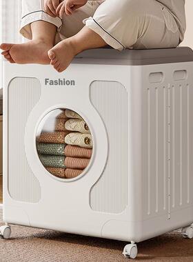 160L大容量收箱多功带轮衣OZZ物叠收纳能箱折家用纳塑料翻盖整理